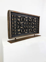 Antique Sand Moulds Sculpture – Decorative Carved Wooden Panel for Casting Metal Railings