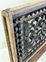 Large Antique Sand Mould Sculpture – Decorative Carved Wooden Panel for Casting Metal Railings