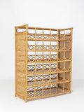 Large Mid Century Bamboo and Rattan Wine Rack