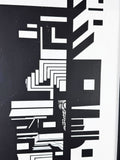 Large 1970's Monochrome Geometric Abstract