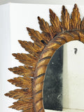 Large Spanish Wooden Sunburst Foxed Mirror