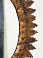 Large Spanish Wooden Sunburst Foxed Mirror
