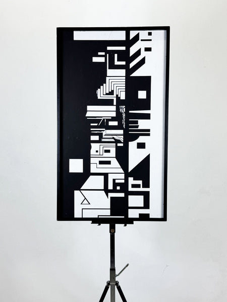 Large 1970's Monochrome Geometric Abstract