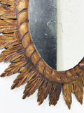Large Spanish Wooden Sunburst Foxed Mirror