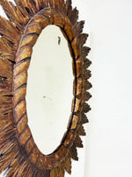Large Spanish Wooden Sunburst Foxed Mirror