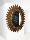 Large Spanish Wooden Sunburst Foxed Mirror