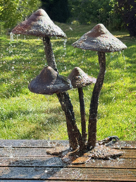 Mid Century Lead Garden Sculpture Mushroom Fountain