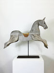 Large Vintage Weathered Rocking Horse Sculpture on Display Stand