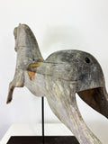 Large Vintage Weathered Rocking Horse Sculpture on Display Stand