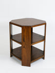 Art Deco Octagonal Oak Side Table with Shelves