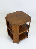 Art Deco Octagonal Oak Side Table with Shelves
