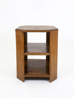 Art Deco Octagonal Oak Side Table with Shelves
