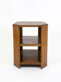 Art Deco Octagonal Oak Side Table with Shelves