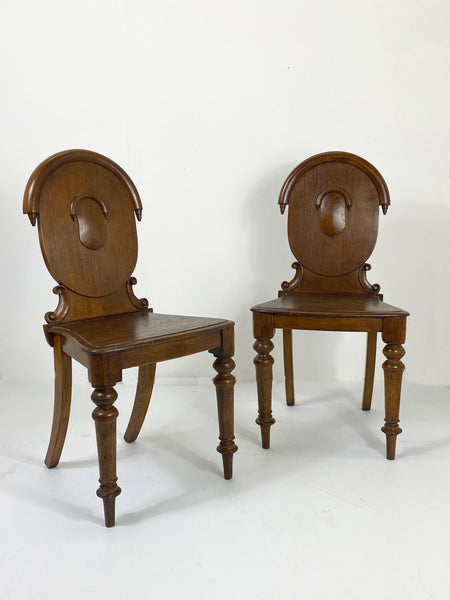 Pair of Oak Shield Back Chairs