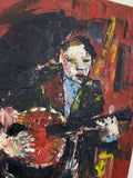 Vintage Oil on Canvas of a Guitarist