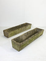 Pair of Weathered Stone Trough Planters 4FT