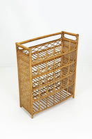 Large Mid Century Bamboo and Rattan Wine Rack