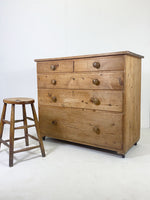 Antique Pine Chest of Drawers on Original Casters