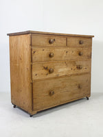 Antique Pine Chest of Drawers on Original Casters