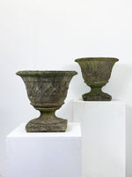 Vintage Pair of Lattice Stone Garden Urns