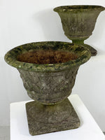 Vintage Pair of Lattice Stone Garden Urns