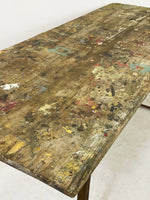 Artist Paint Splattered Vintage Trestle Table