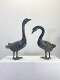 Pair of Vintage Zinc Geese