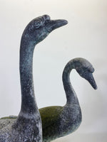 Pair of Vintage Zinc Geese