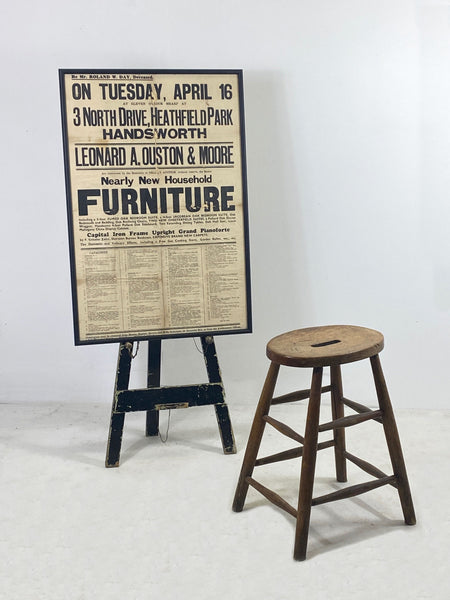 Large Antique English Framed Furniture Auction Poster
