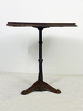 Hand Carved Wooden Table Top & Cast Iron Base