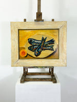 Vintage Abstract Oil Painting of Fish