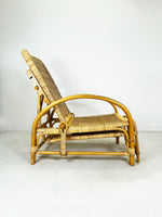Mid Century Rattan and Bamboo Lounger Chair