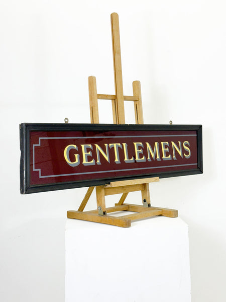 Vintage Gentlemens Glass Advertising Shop Sign