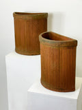 Italian Pair of Weathered Semicircular Terracotta Planters