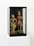 Antique Pair of Hand Carved Painted Wooden Oriental Figures