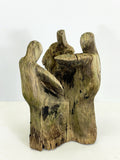 Vintage Wooden Sculpture in Display Case