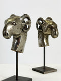 Pair of Vintage Mounted Metal Rams Heads