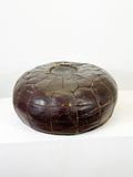 Mid Century Dark Brown Leather Moroccan Pouffe