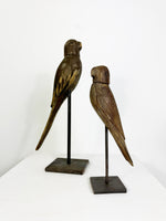 Vintage Carved Wooden Parrots