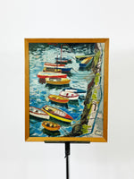 Vintage Oil Painting, Moored Boats in Harbour