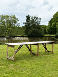 Large Vintage 10FT Silvered Trestle Table