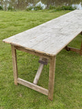 Large Vintage 10FT Silvered Trestle Table