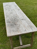 Large Vintage 10FT Silvered Trestle Table