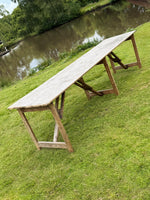 Large Vintage 10FT Silvered Trestle Table