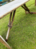 Large Vintage 10FT Silvered Trestle Table