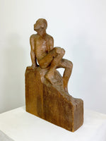 Mid Century Dutch Wooden Sculpture, Seated Male