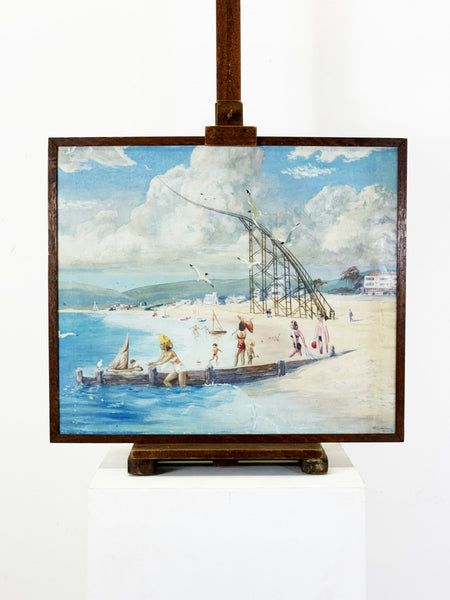 Signed Acrylic Painting, a 1950's Day at the Beach