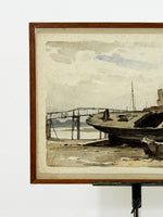 Early 20th Century Watercolour of a Boat at High Tide