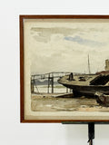 Early 20th Century Watercolour of a Boat at High Tide