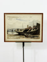 Early 20th Century Watercolour of a Boat at High Tide